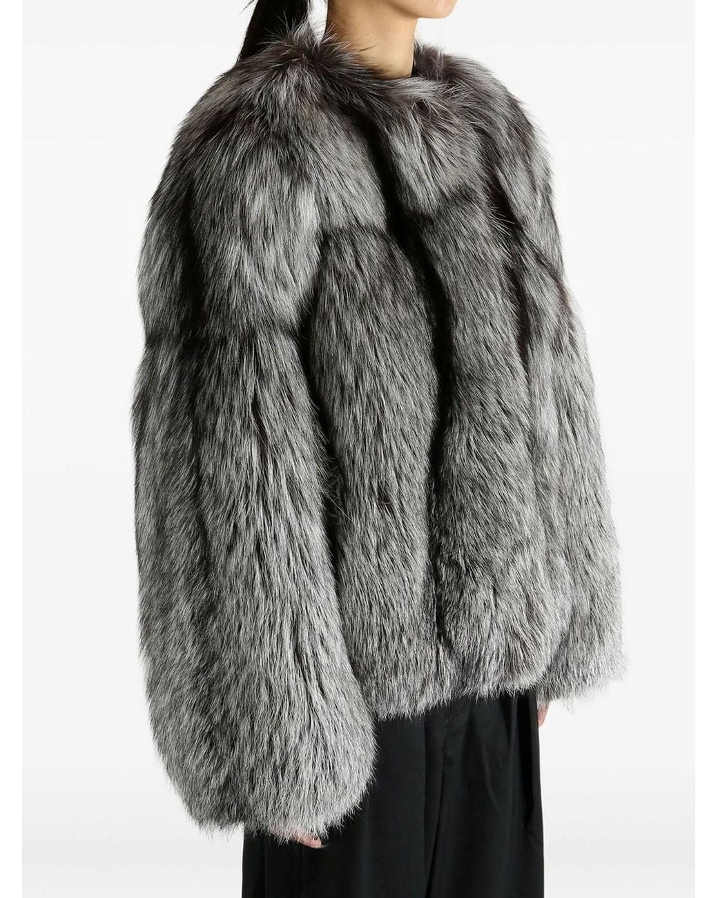 Yves Salomon Gray Short Fur Jacket