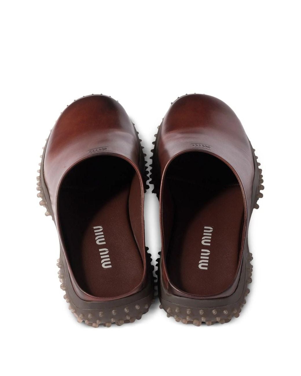 Miu Miu Brown Leather Clogs