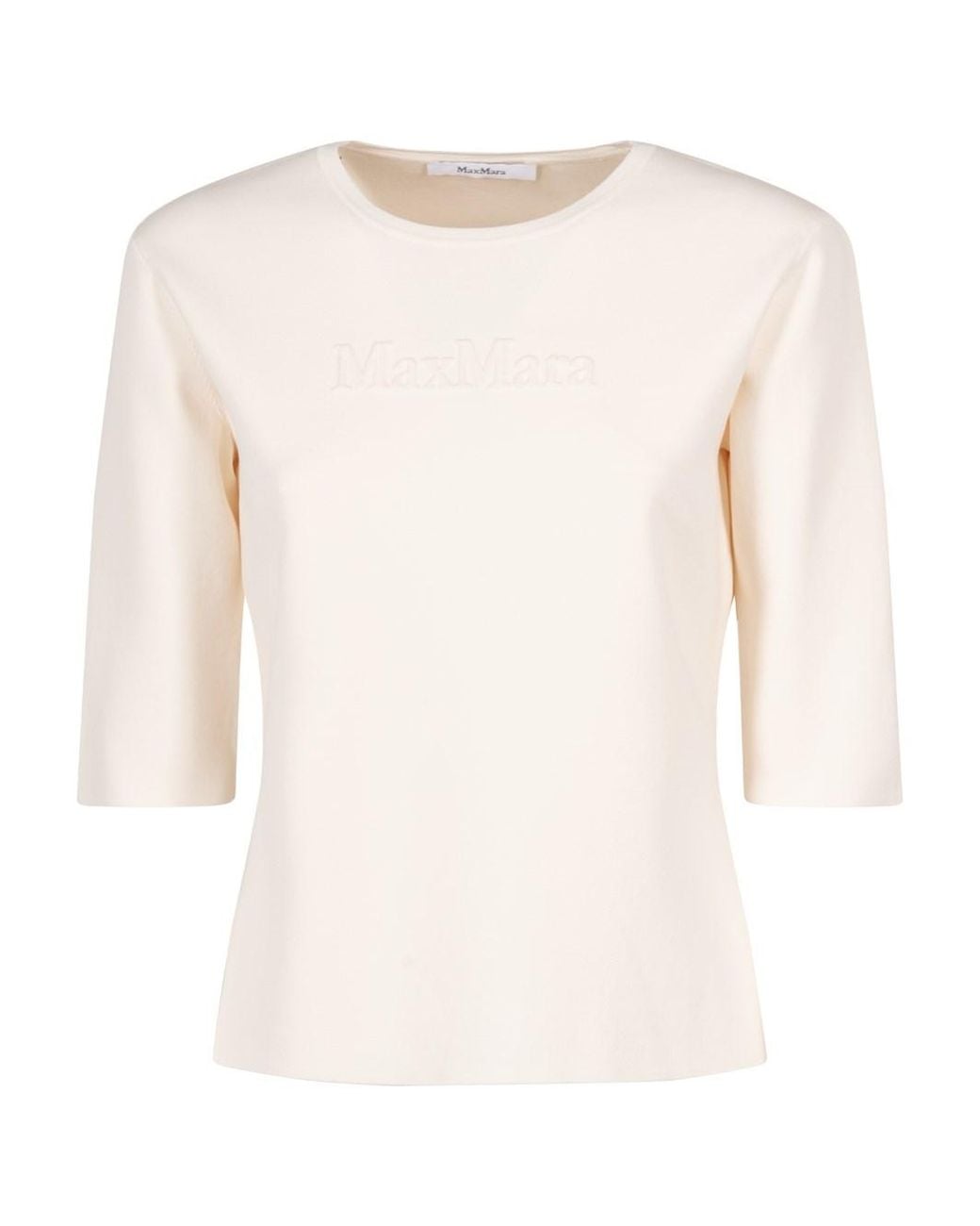 Max Mara White Knitted Jersey Short-Sleeved Top