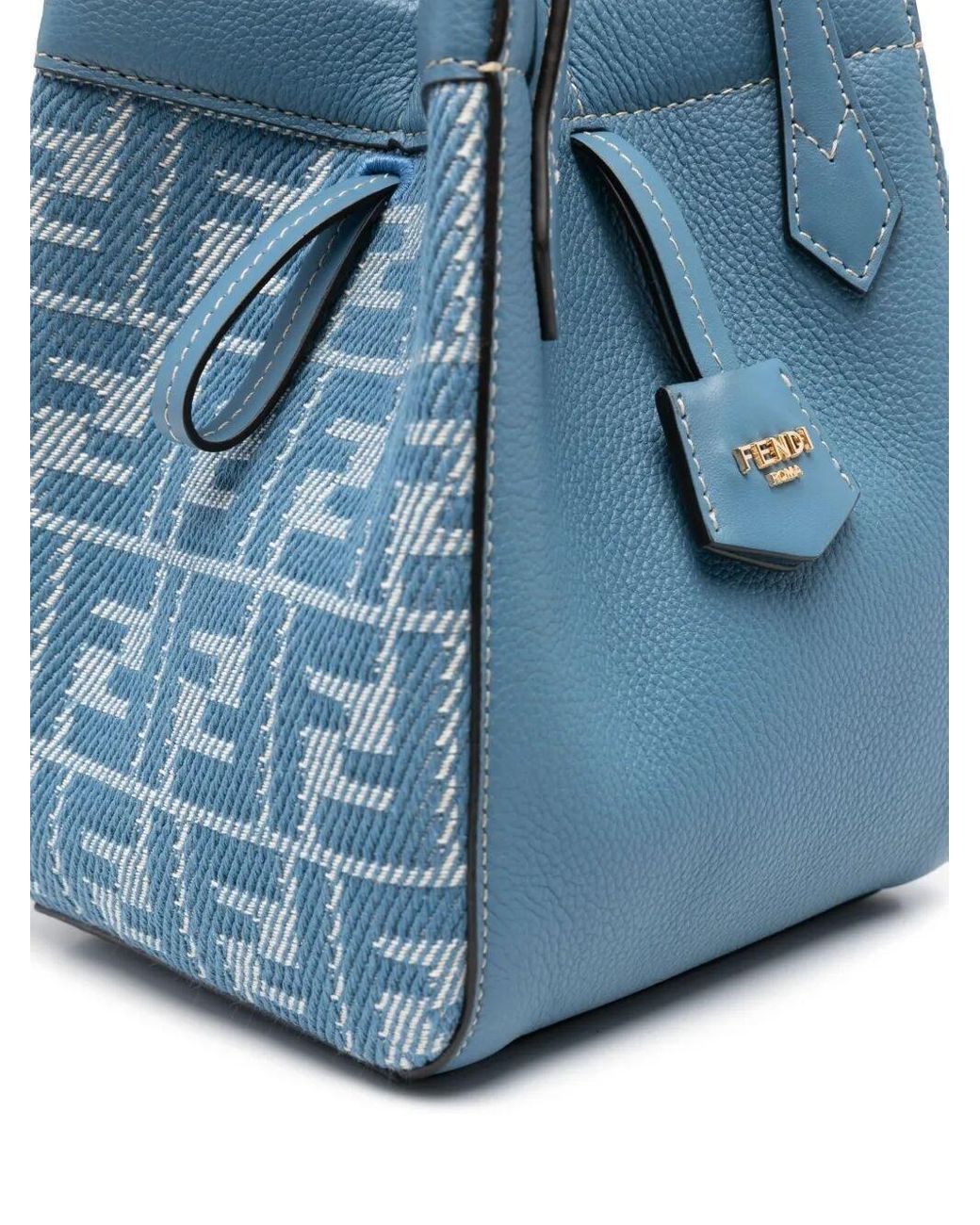 Fendi Leather And Denim-Effect Ff Jacquard Origami Mini Bags