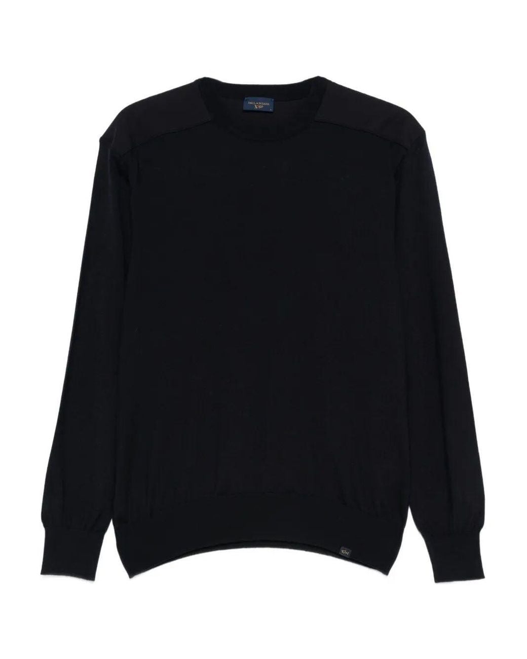 Paul & Shark Black Paul & Shark Crewneck Wool Sweater With Inserts for men