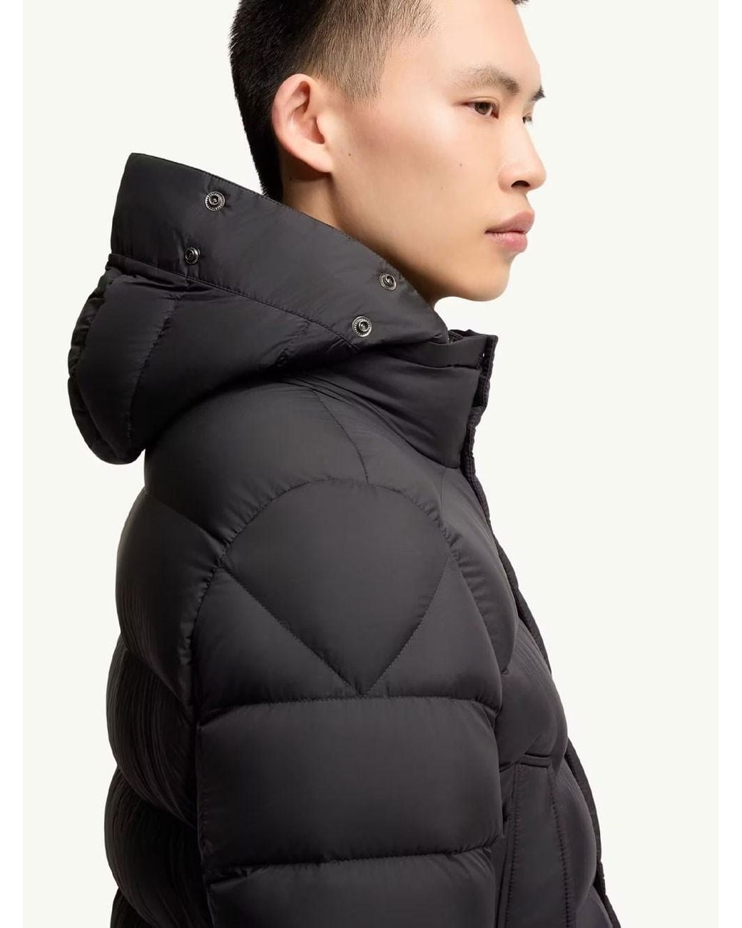 Moncler Black Piumino Midi "Clunye" Con Cappuccio for men