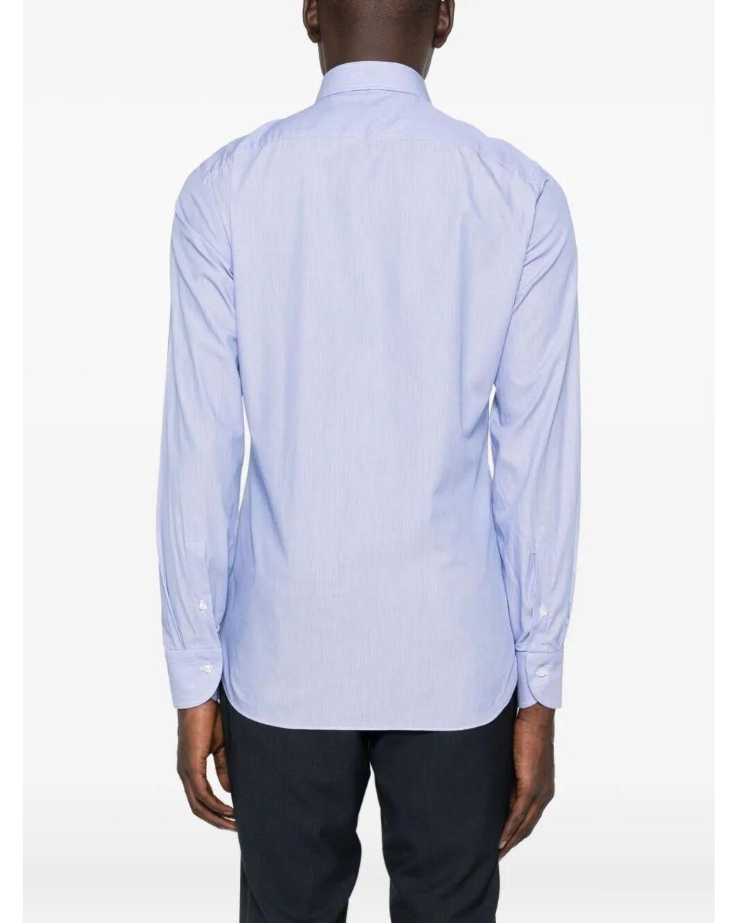Borriello Blue Thin Striped Cotton Shirt for men