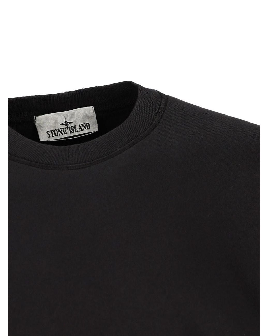 Stone Island Black Regular Fit Crew Neck Sweatshirt With Raglan Sleeves for men