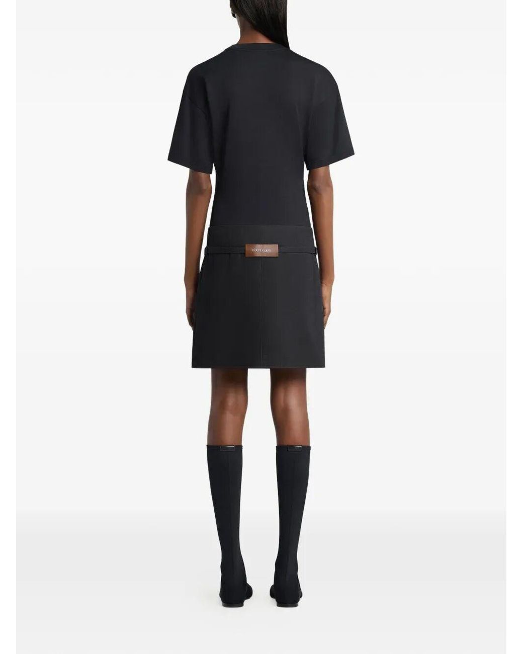 Courreges Black Waisted Printed Fitted T-Shirt