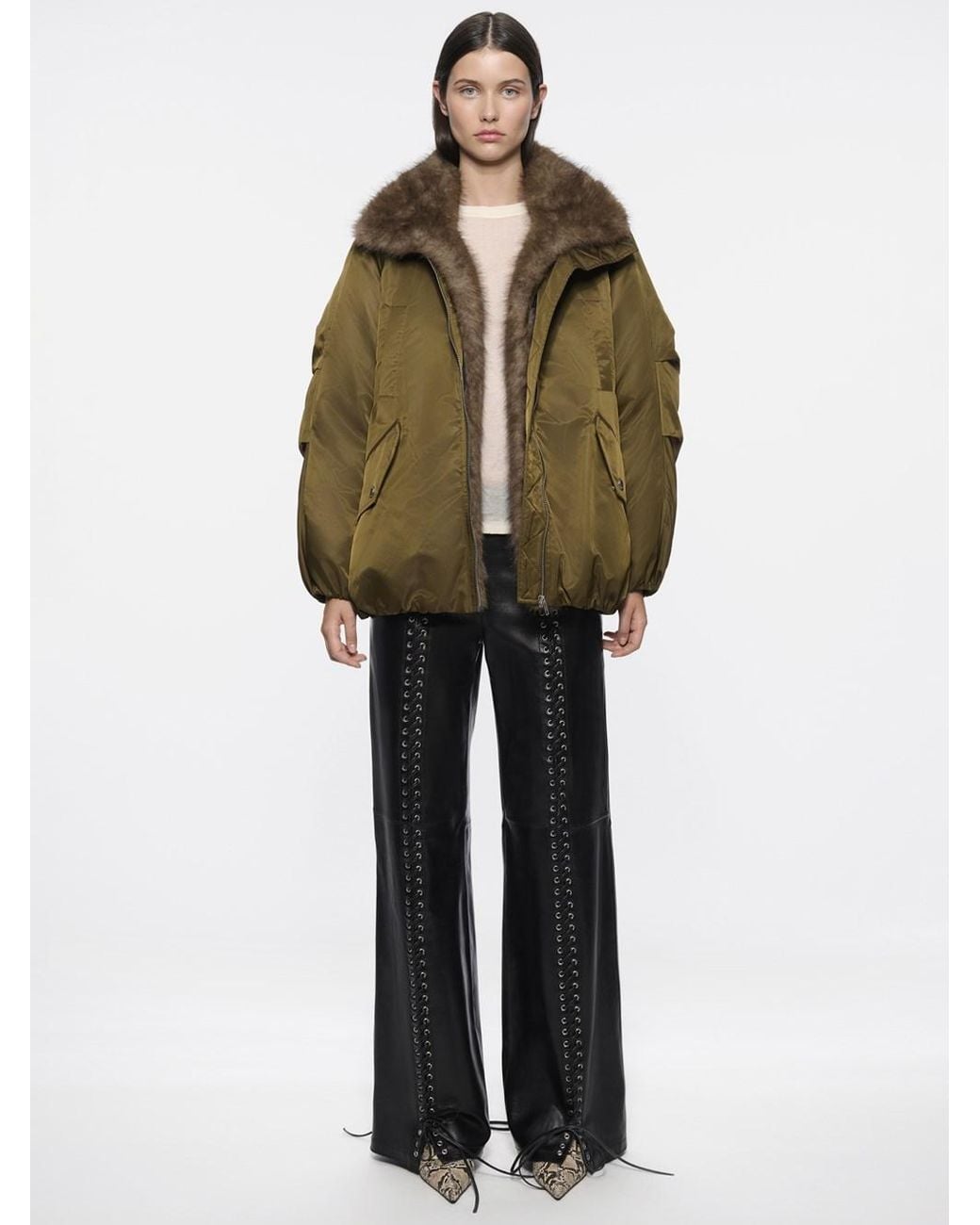 Stand Studio Green Thilda Shiny Nylon Jacket