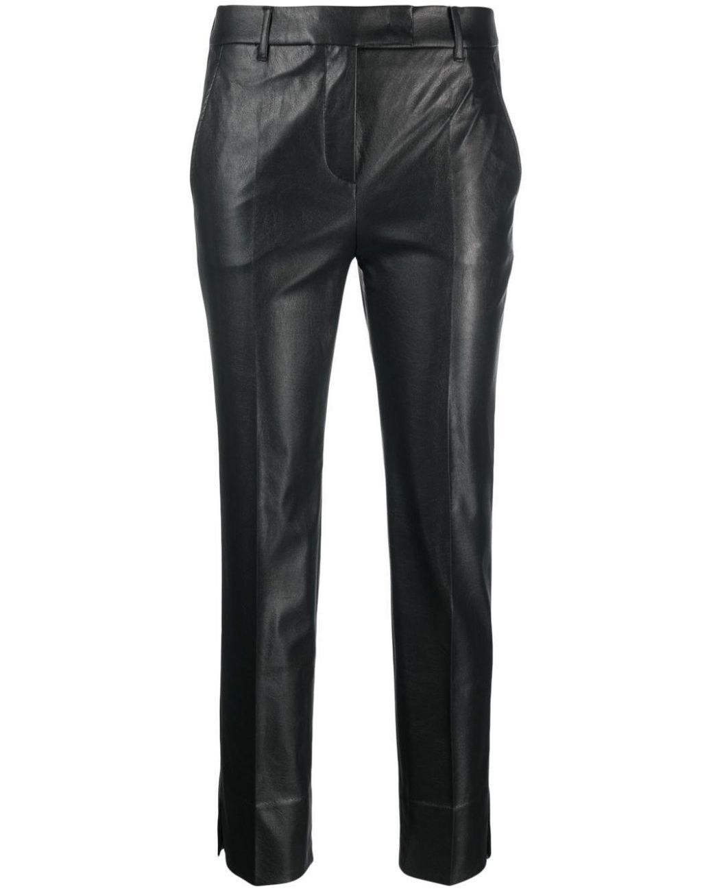 Incotex Gray Stretch Faux Leather Slim Fit Trousers