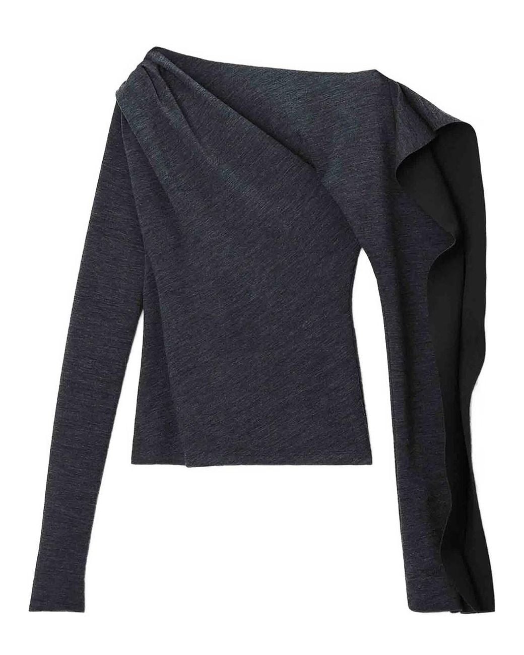 Alexander Wang Blue Asymmetric Top With Bare Shoulders And Ruffle