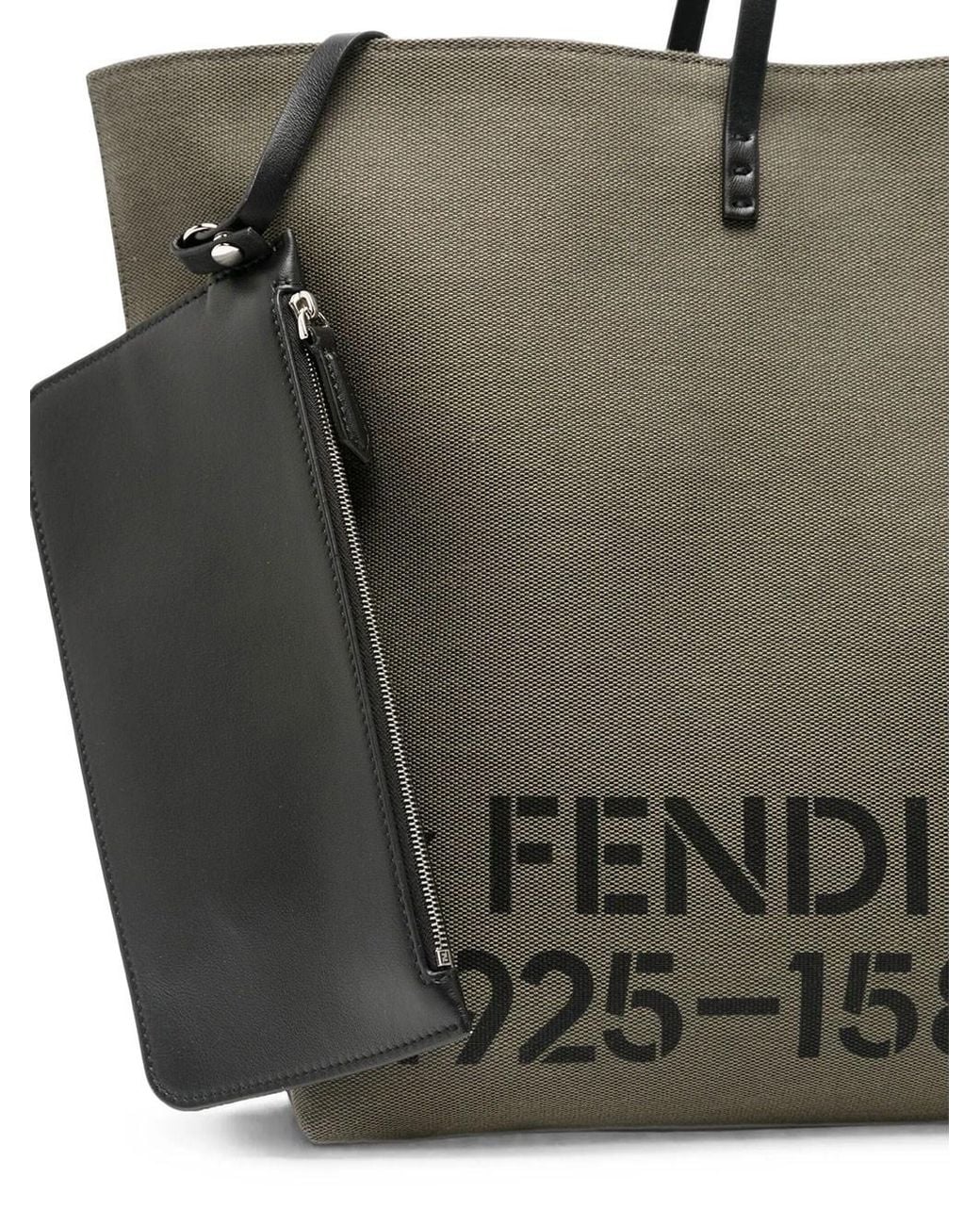 Fendi Gray Large Canvas Roll Bag With Stencil Print for men