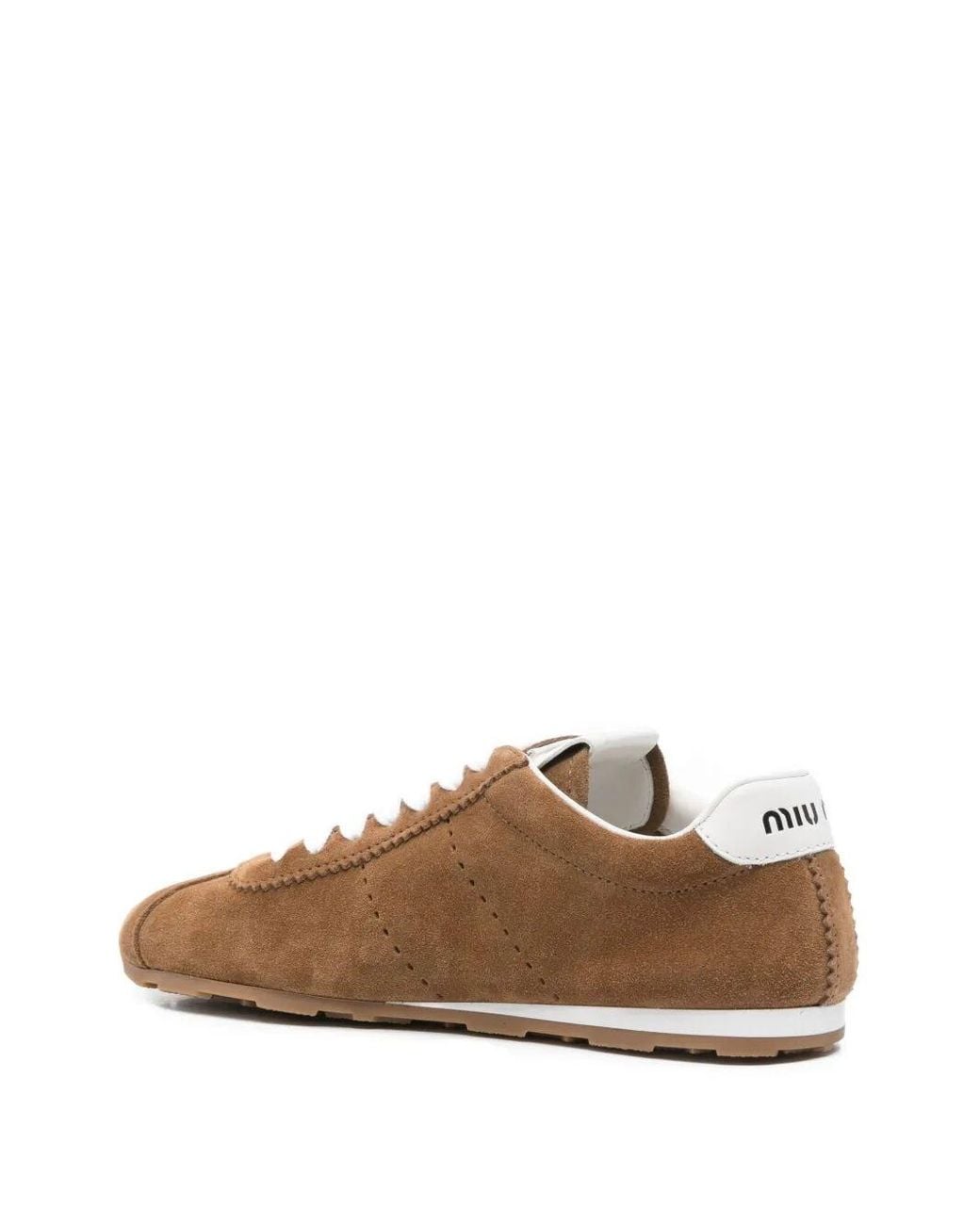 Miu Miu Brown Plume Suede Leather Sneakers