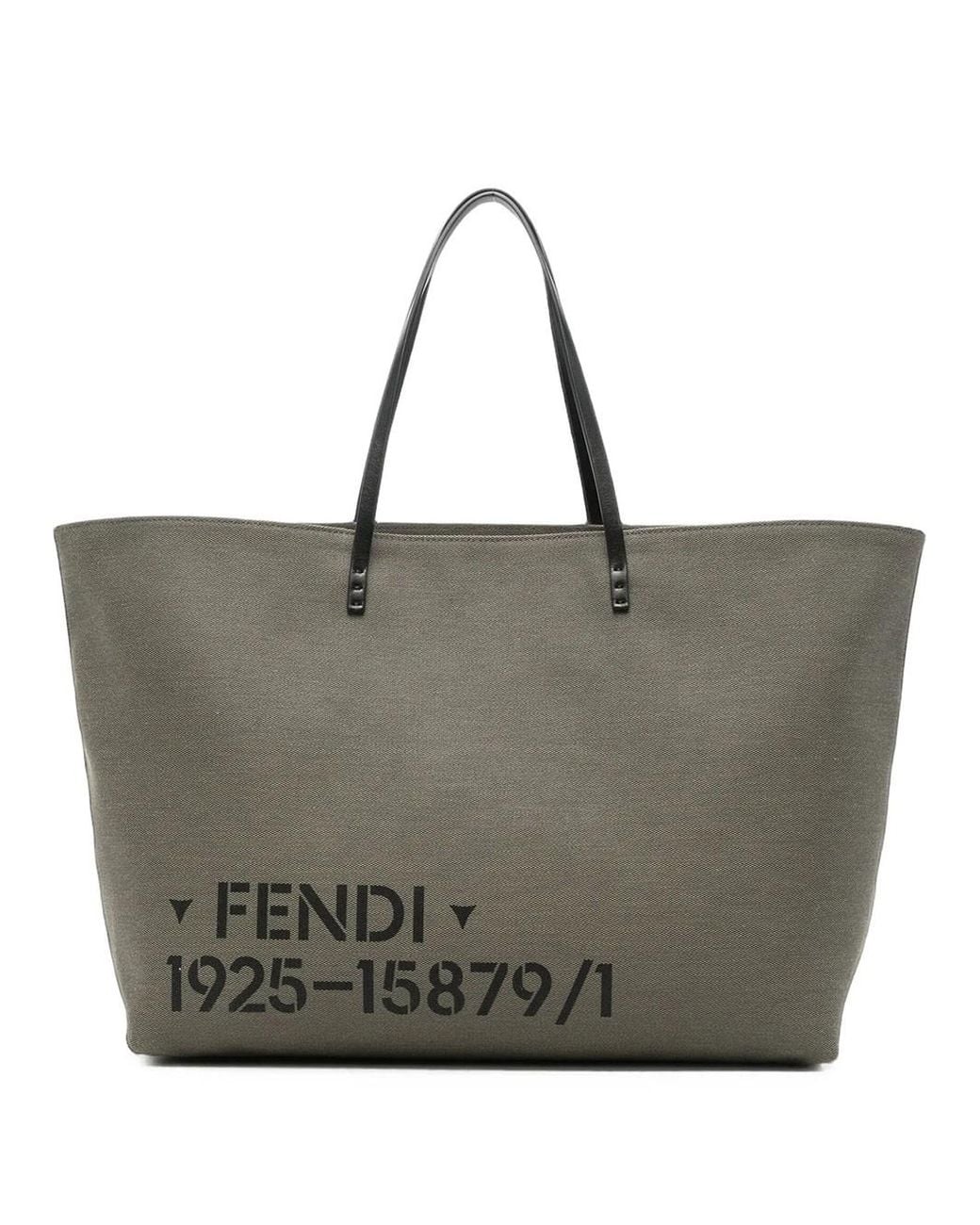 Fendi Gray Large Canvas Roll Bag With Stencil Print for men
