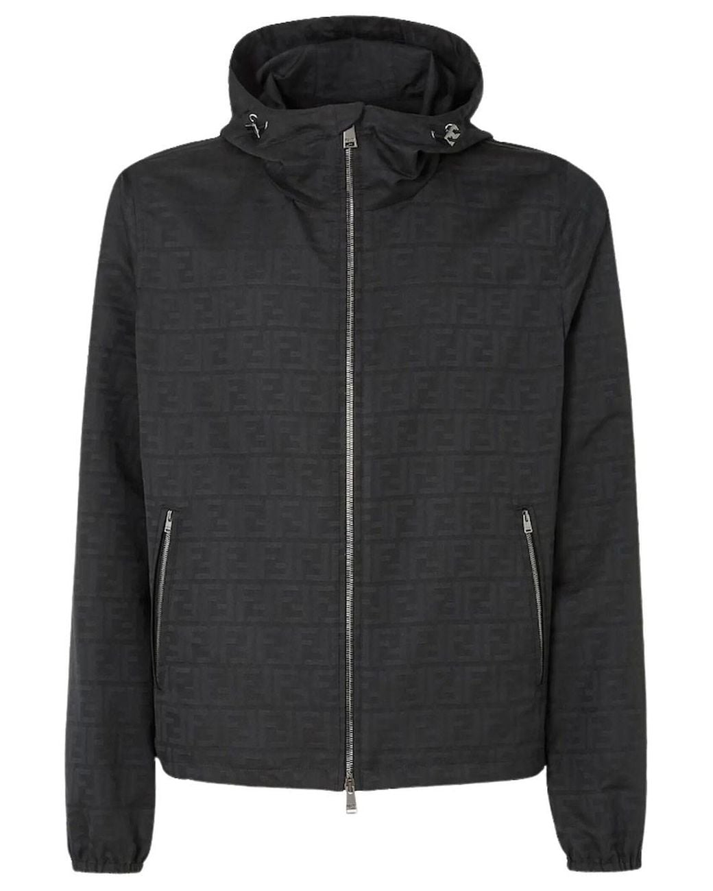 Fendi Black Ff Nylon Blouson With Zip And Hood for men