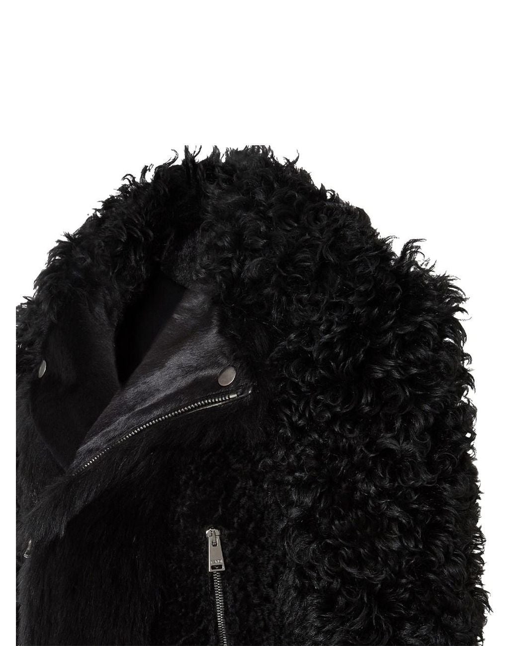 Fendi Black Patchwork Sheepskin Biker Jacket