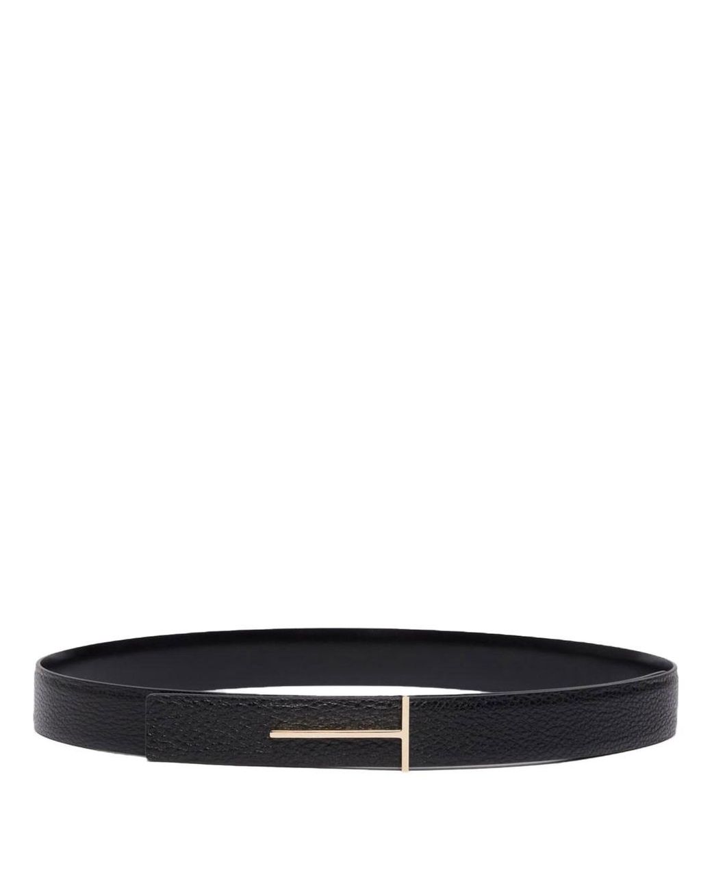 Tom Ford White Grained Leather And Spazzolato Leather Slim T Belt