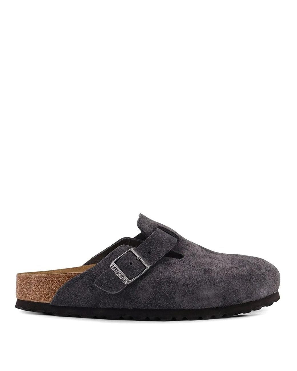 Birkenstock Gray Boston Mule In Charcoal Suede