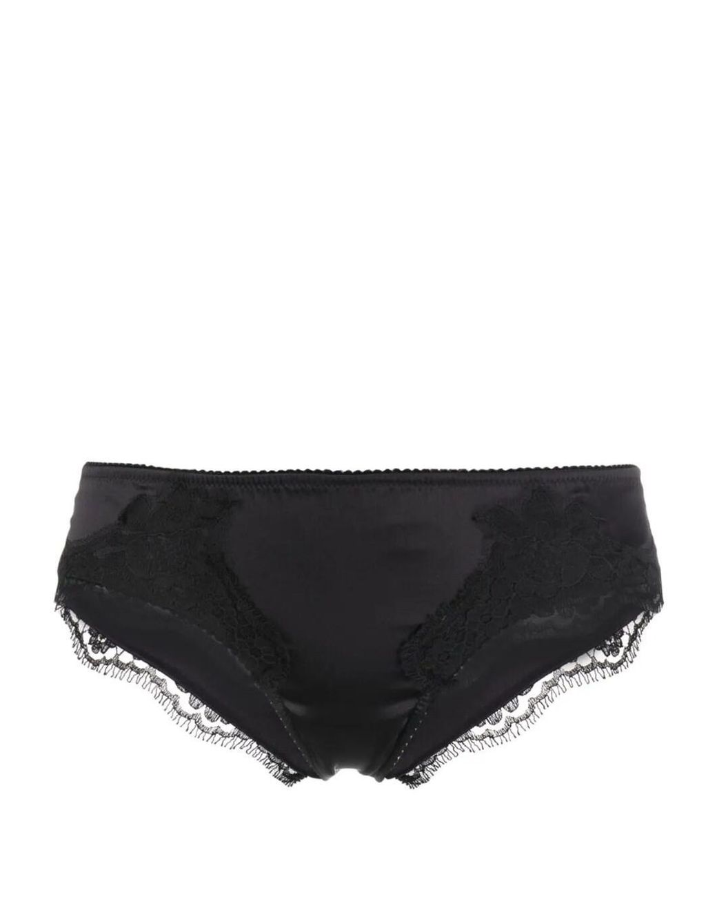 Dolce & Gabbana Black Dolce & Gabbana Satin Briefs With Lace Detailing