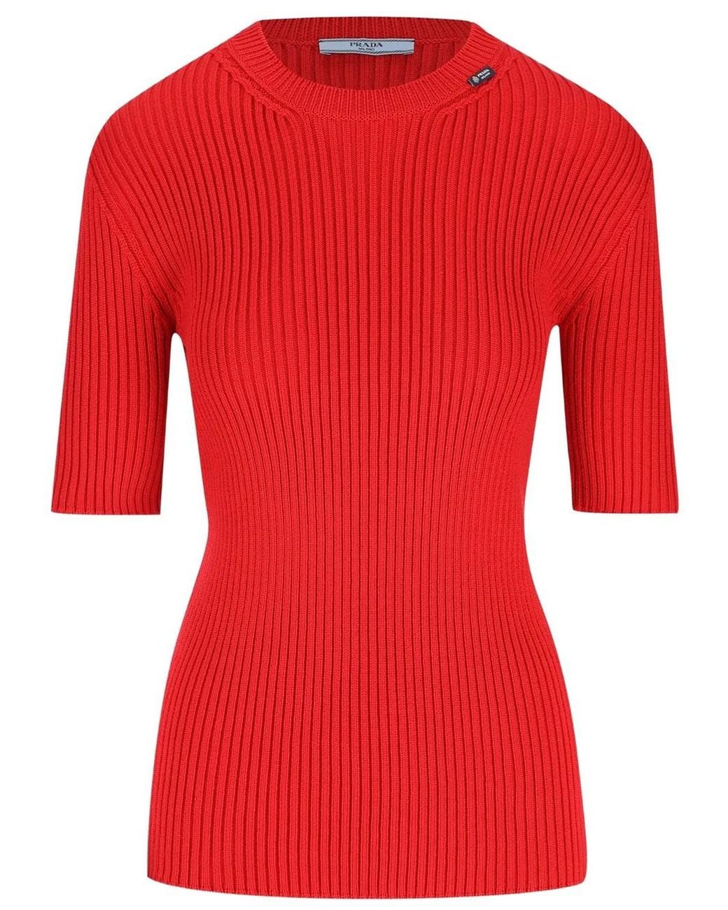 Prada Red Ribbed Sweater