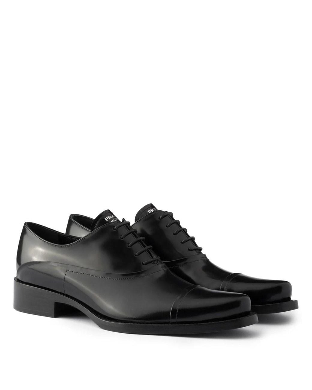 Prada Black Vitello Lace Ups Shoes