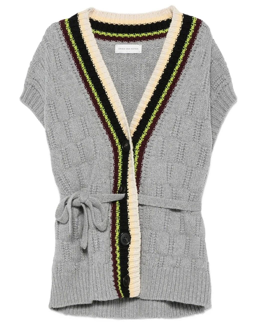 Dries Van Noten Gray Sleeveless Wool Cardigan