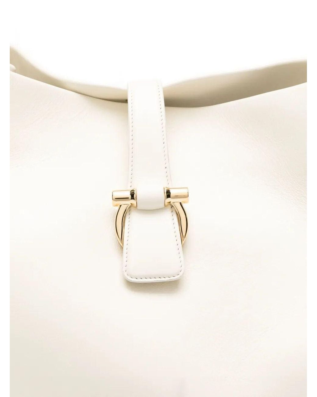 Ferragamo White Buckle-Detail Medium Shoulder Bag