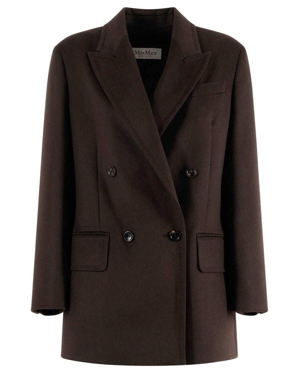 Max Mara Black Double-breasted Olimpia Blazer In Brown Sable