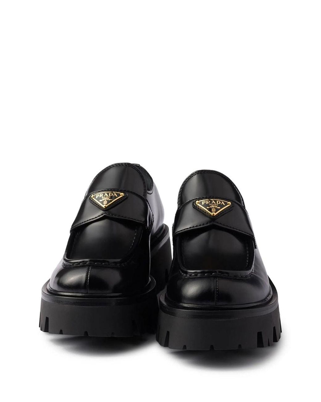 Prada Black Brushed Leather Loafers