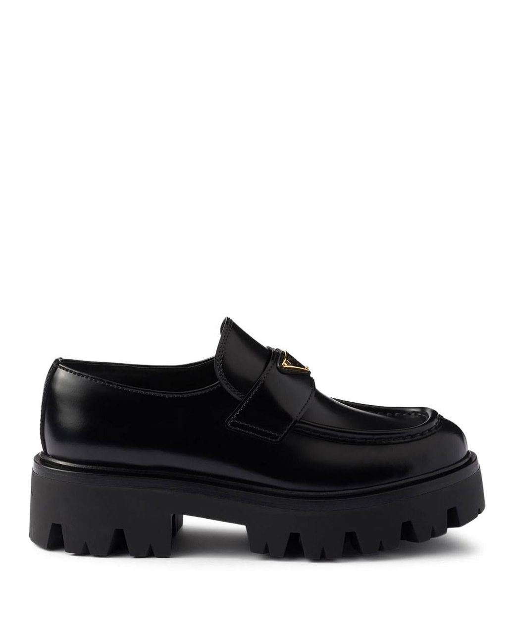 Prada Black Brushed Leather Loafers