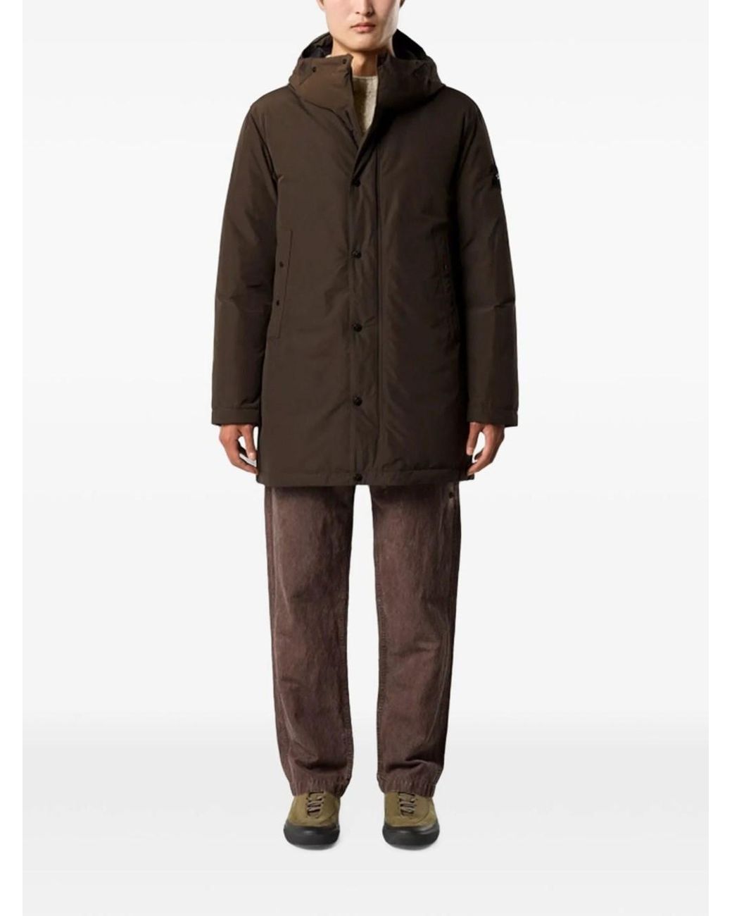 Stone Island Brown Parka Lungo Imbottito for men