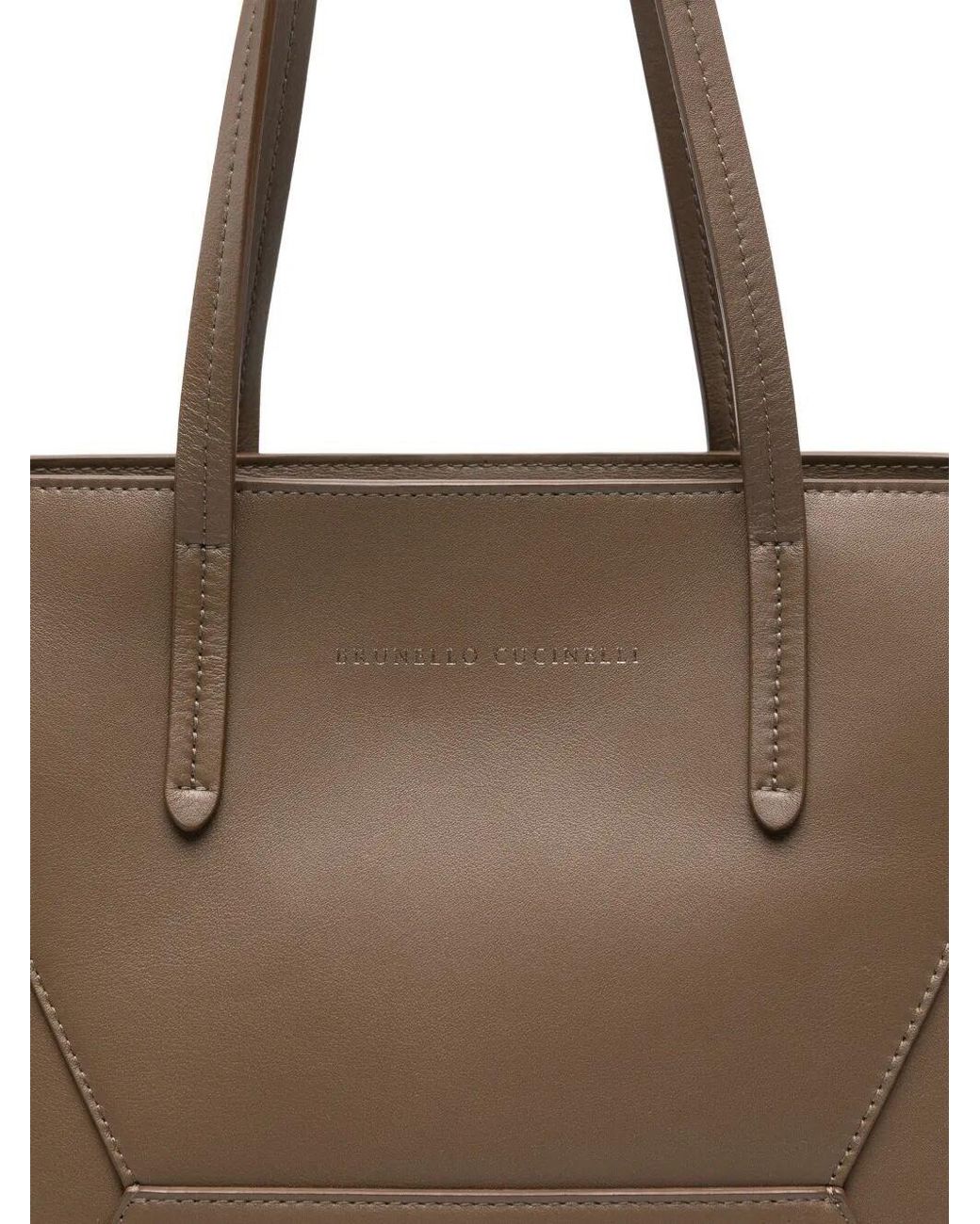 Brunello Cucinelli Brown Leather Tote Bag With Pouch