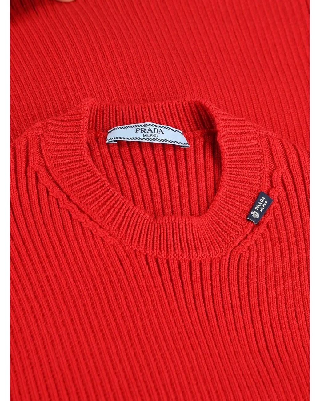 Prada Red Ribbed Sweater