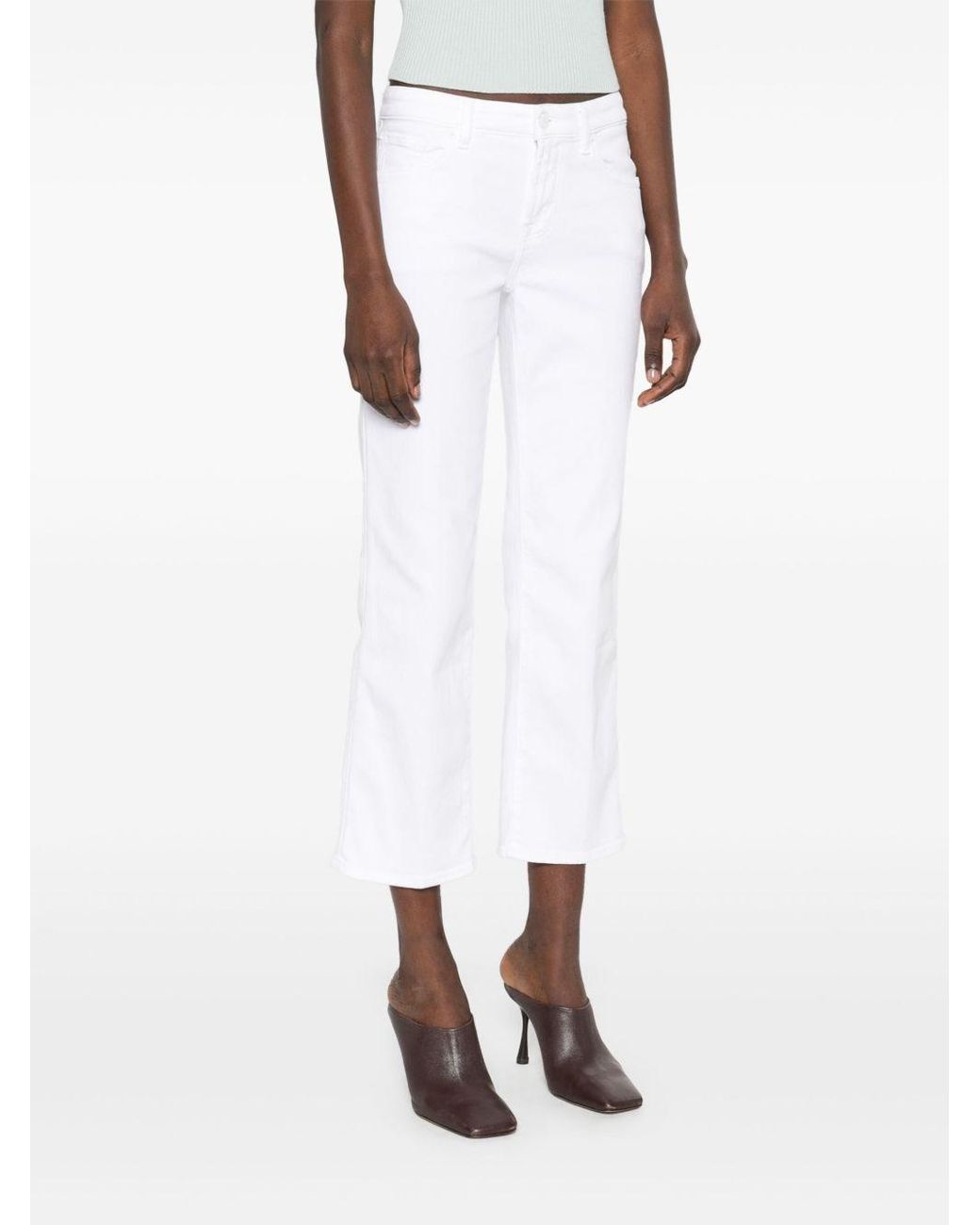 7 For All Mankind White Title: Bootcut Stretch Denim Jeans With Metallic Fibre