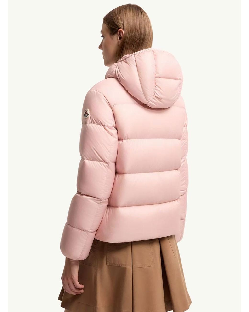 Moncler Pink Piumino Corto Feligule Con Cappuccio