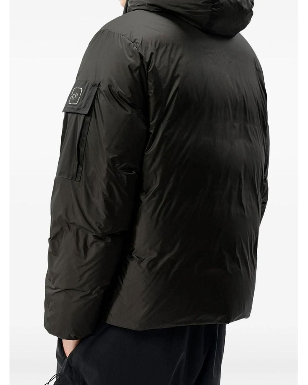 C P Company Black Hooded Down Jacket Metropolis Series In Metroshield for men