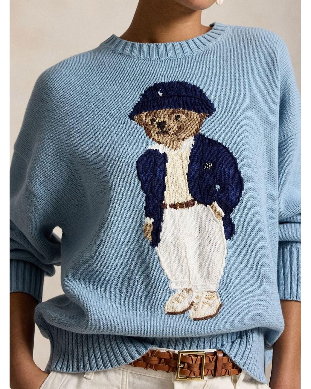 Polo Ralph Lauren Blue Polo Bear Oversize Cotton Jumper