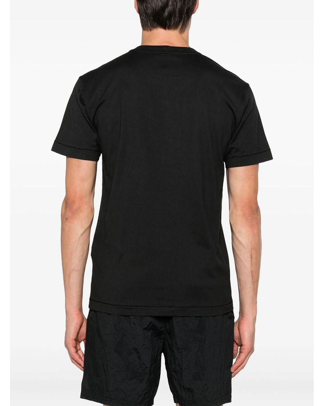 Stone Island Black Slim Fit T-Shirt With Compass Badge for men