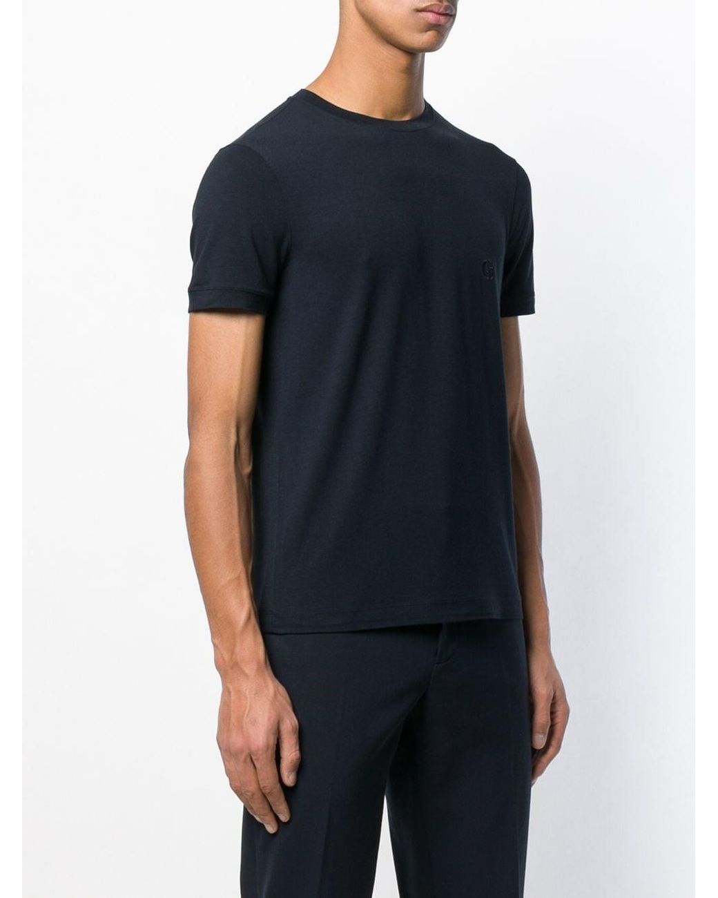 Giorgio Armani Black Stretch Viscose Jersey Crew Neck T-Shirt for men