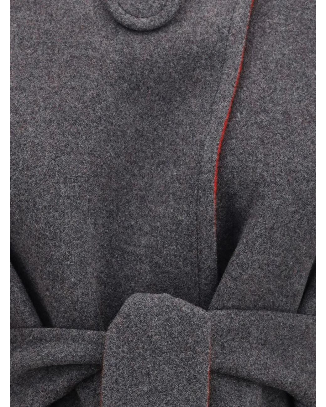 Valentino Garavani Gray Double-breasted Coat With Belt