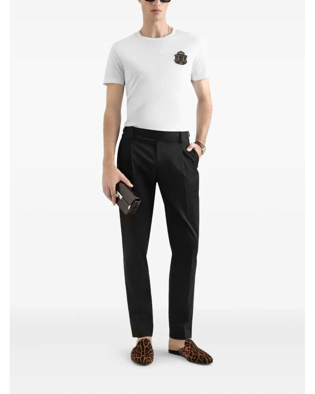 Dolce & Gabbana White Dolce & Gabbana T-Shirt With Heraldic Patch for men