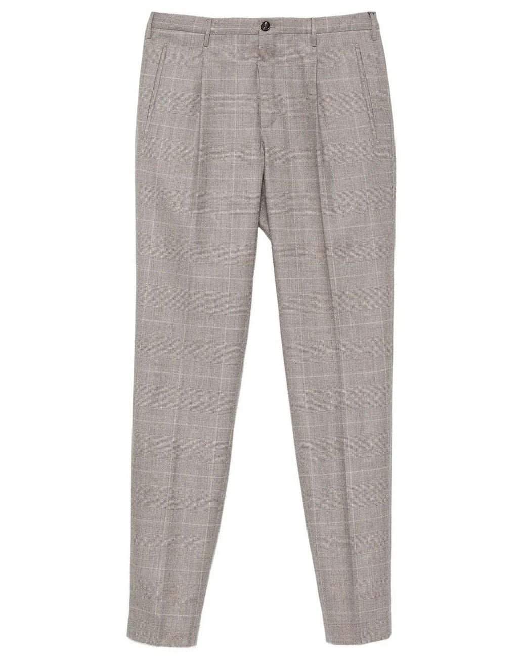 Incotex Gray Tapered Wool Trousers With Prince Of Wales Check for men