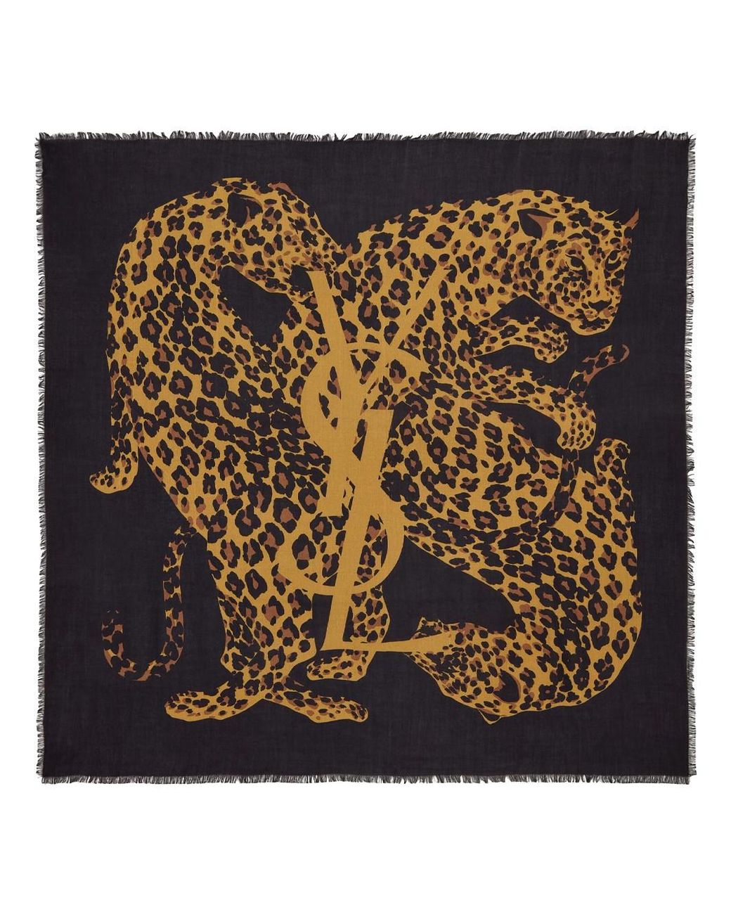 Saint Laurent Metallic Cassandre Leopard Square Scarf