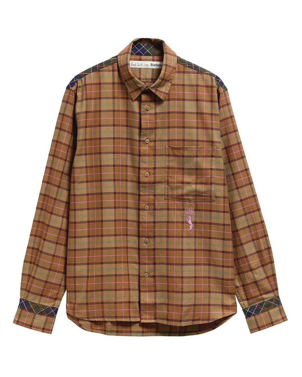 Barbour Brown Paul Smith Loves Camicia A Maniche Lunghe Leggermente Aderente for men