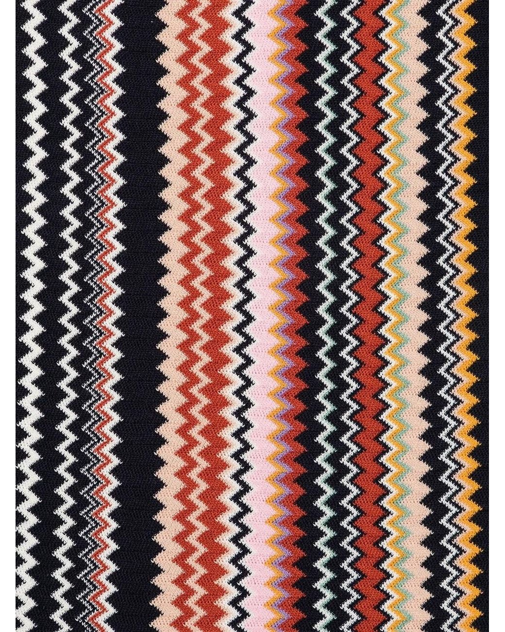 Missoni Multicolor Zig-Zag Knit Scarf With Fringes