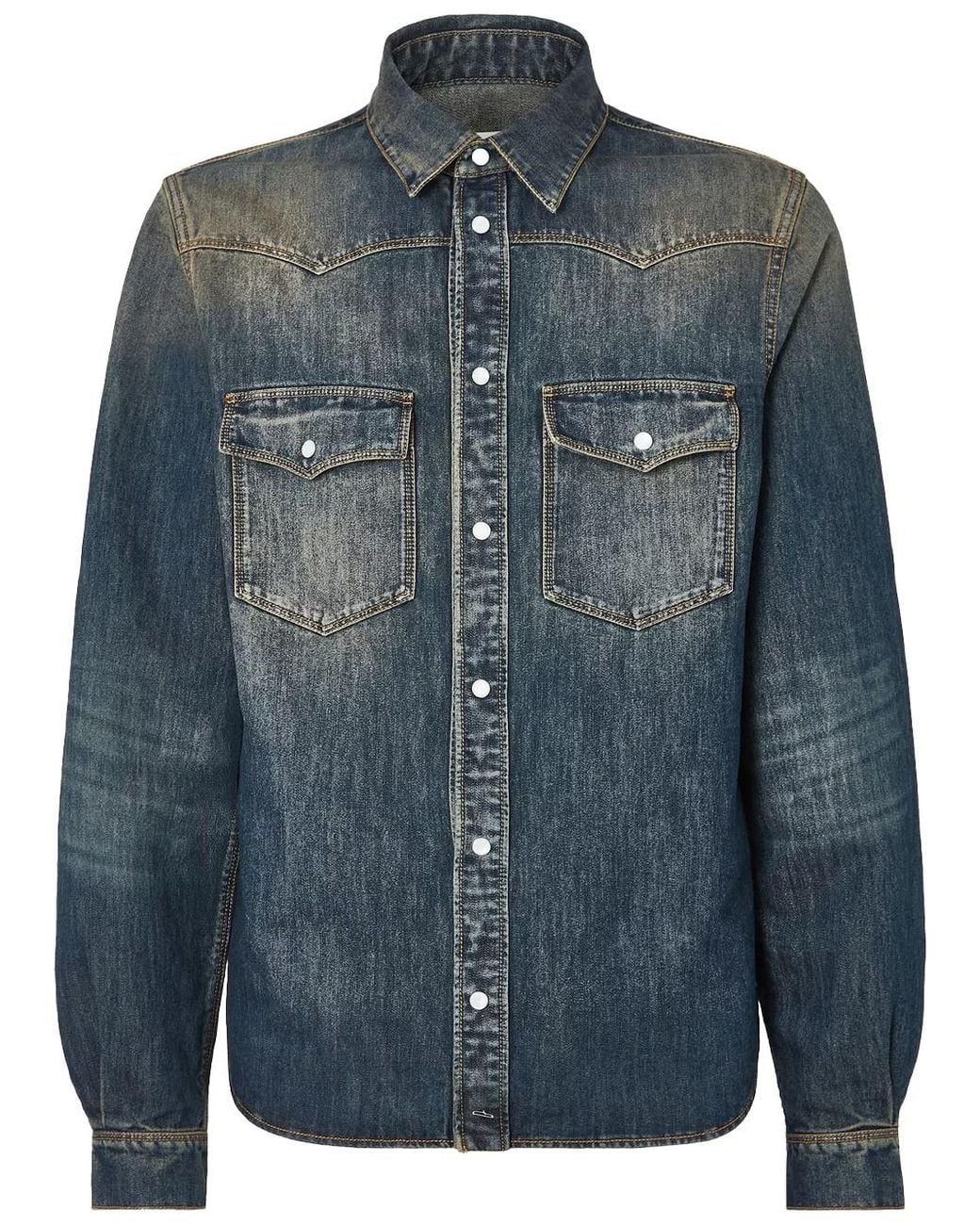 Fendi Blue Camicia Jeans Blu Lavato for men