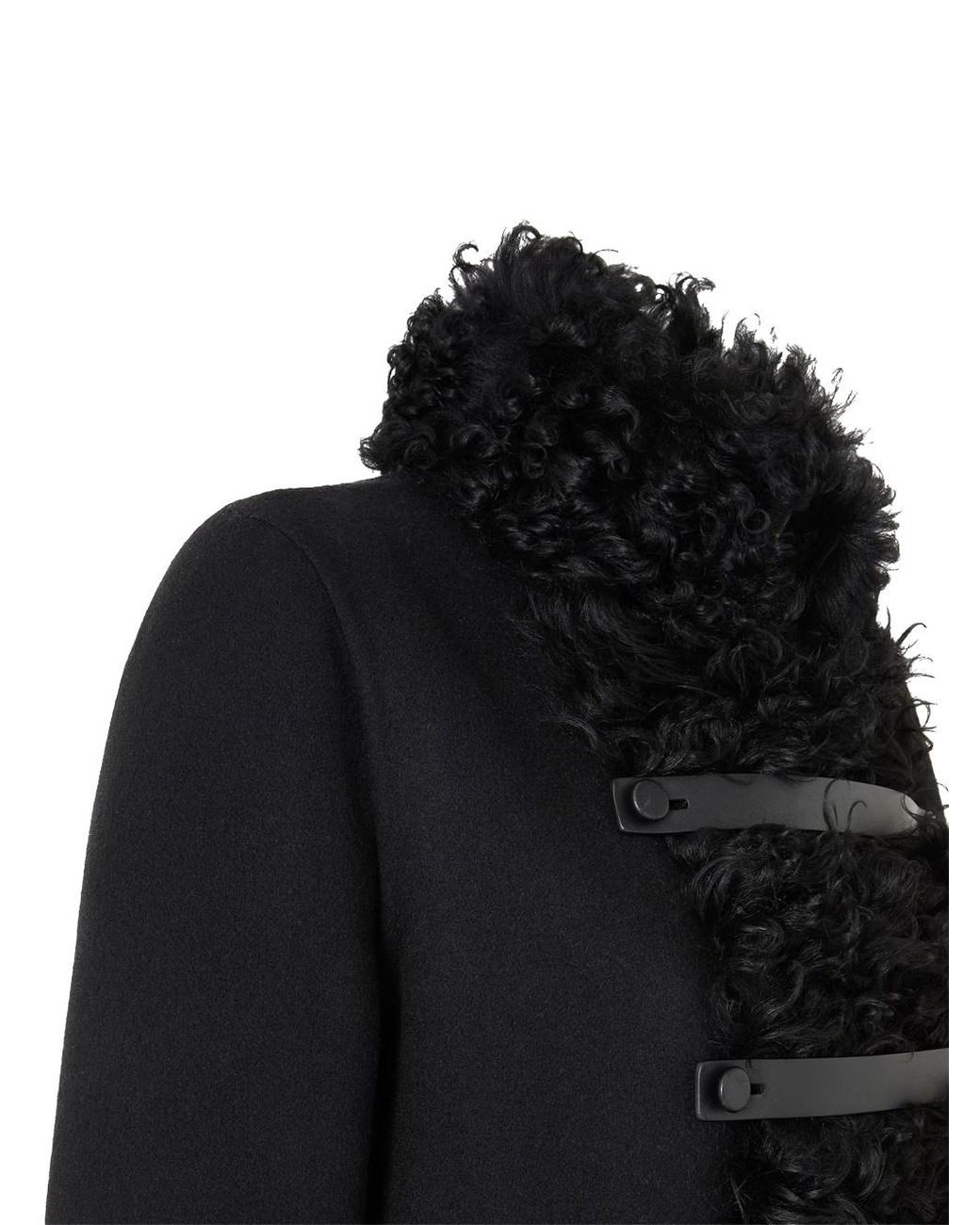 Fendi Black Wool And Shearling Coat