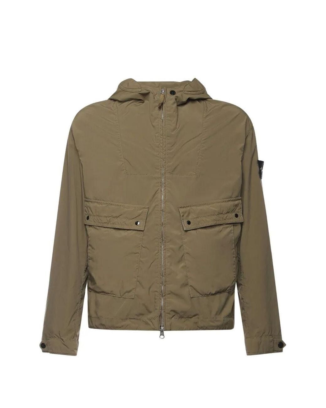 Stone Island Green Lightweight Canvas Hooded Jacket for men
