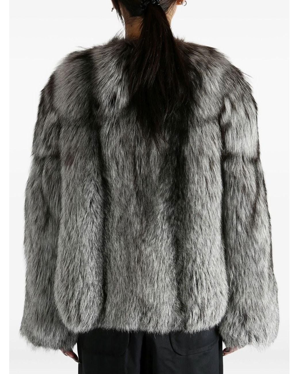 Yves Salomon Gray Short Fur Jacket