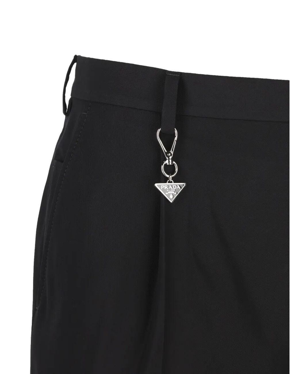 Prada Black Charm-Detail Cotton Tapered Trousers for men