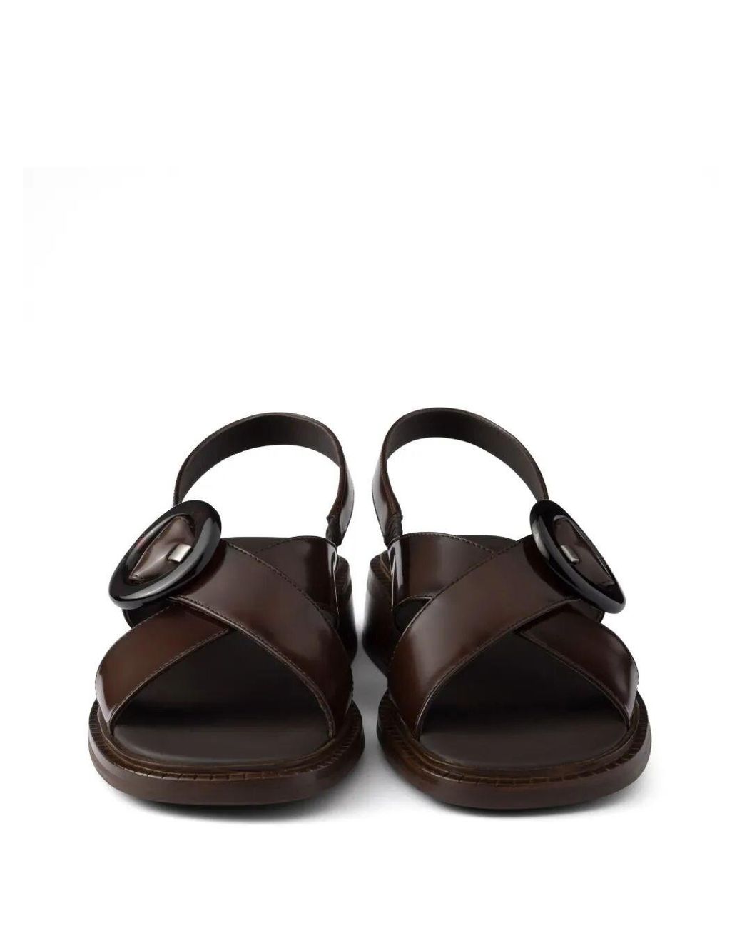 Prada Brown Buckled Sandals