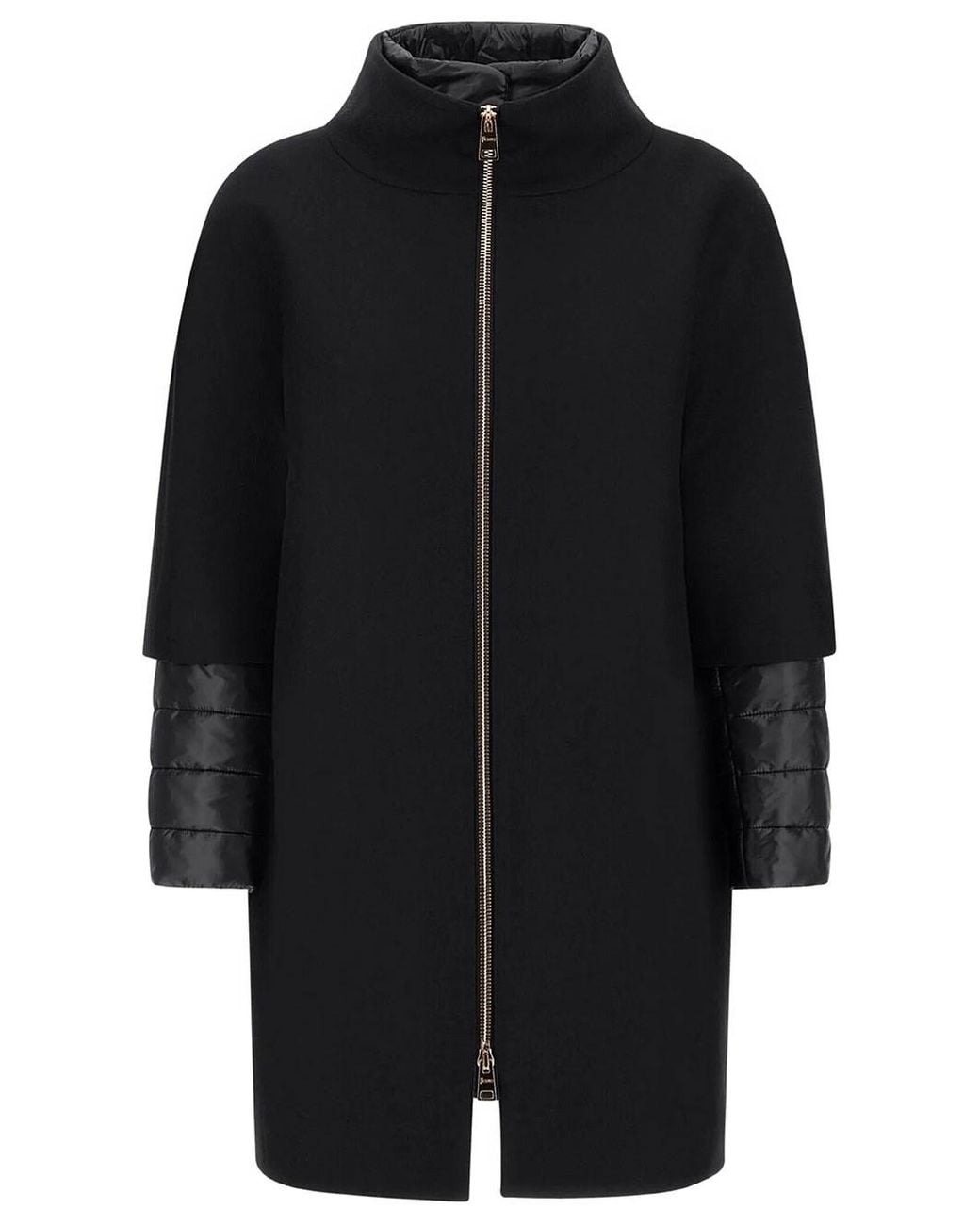 Herno Black Ecowool And Ultralight Nylon Coat