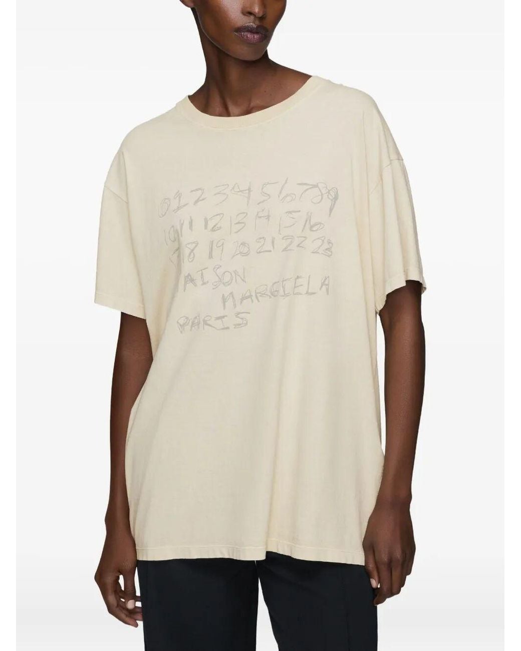 Maison Margiela Natural Numerical Cotton T-Shirt Clothing